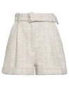 Lardini Woman Shorts & Bermuda Shorts Beige Size 8 Cotton, Nylon, Synthetic Fibers, Silk, Viscose In White