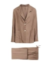 Lardini Woman Suit Light Brown Size 10 Linen In Gold