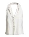 Lardini Woman Tailored Vest Ivory Size 8 Linen