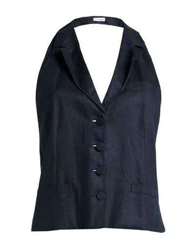 Lardini Woman Tailored Vest Midnight Blue Size 6 Linen