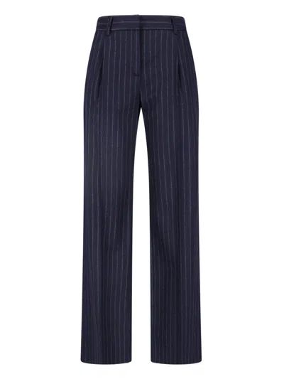 Lardini Women's Pinstripe Tailored Wide-leg Trousers In Blue