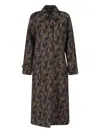 Lardini Multicolor Wool Camouflage Belted Coat In Brown