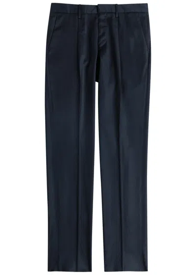 Lardini Wool And Cashmere-blend Trousers In Blue