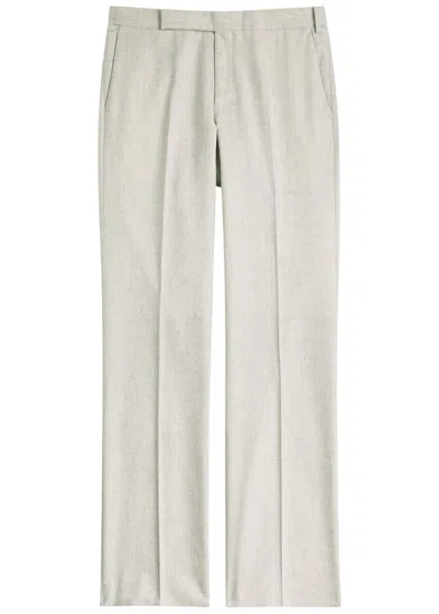 Lardini Wool And Cashmere-blend Trousers In White