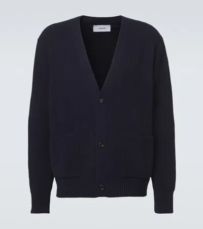 Lardini Wool And Cashmere Cardigan In Blue
