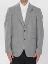 Lardini Jacket In Virgin Wool And Cashmere In Gray