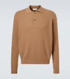 Lardini Ribbed Virgin Wool And Cashmere-blend Polo Sweater In Brown