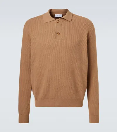 Lardini Wool And Cashmere Polo Sweater In Sand