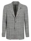 Lardini Plaid Tailored Jacket With Notch Lapels In Gray