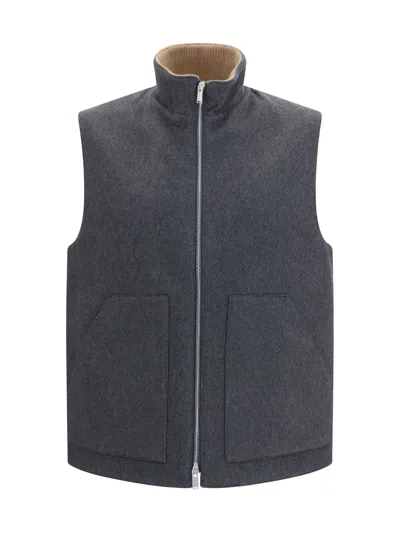 Lardini Wool And Cashmere Vest In Gray