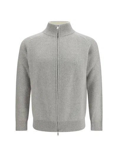 Lardini Wool And Cashmere Zip Sweater In Animal Print