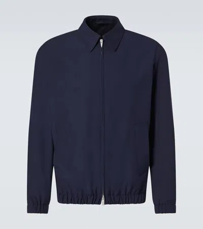 Lardini Wool And Cotton Bomber Jacket In Navy