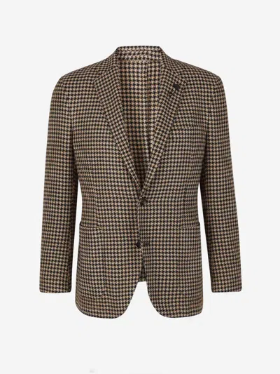 Lardini Wool And Linen Blazer In Brown
