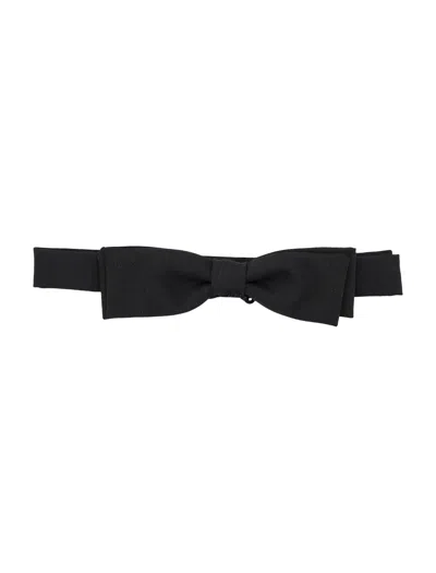 Lardini Wool And Mohair Bow Tie In Black