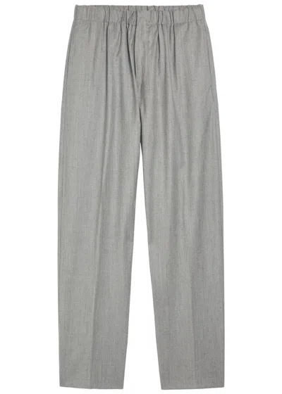 Lardini Wool And Silk-blend Trousers In Grey