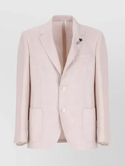 Lardini Wool Blend Blazer Iconic Pin In Gray