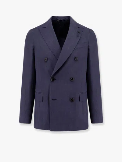 Lardini Wool Blend Blazer With Iconic Removable Brooch