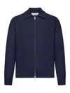 Lardini Wool Blend Jacket With Zip In Blue