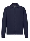 Lardini Wool Blend Jacket With Zip In Blue