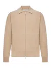 Lardini Wool Blend Jacket With Zip In Nude