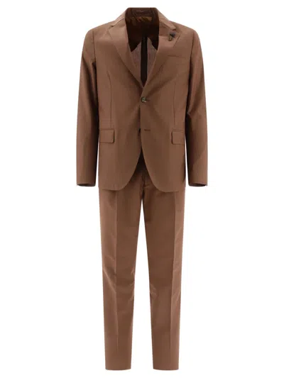 Lardini Wool Blend Single-breasted Suit In Brown