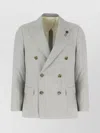 Lardini Wool Blend Suit With Embroidered Back Vent In Gray