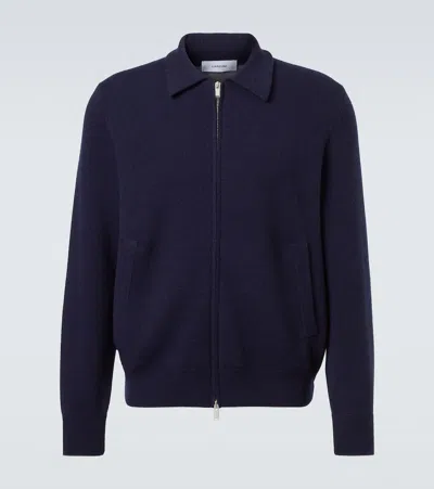 Lardini Wool-blend Zip-up Cardigan In Blue