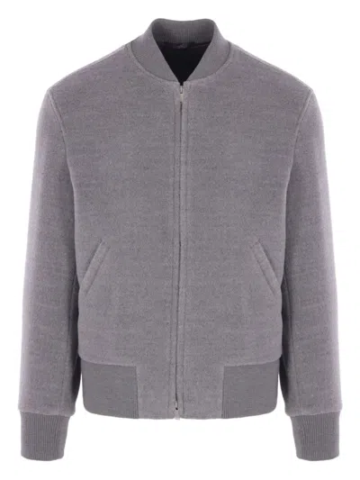Lardini Brushed Wool Jacket In Pure Virgin Wool In Gray