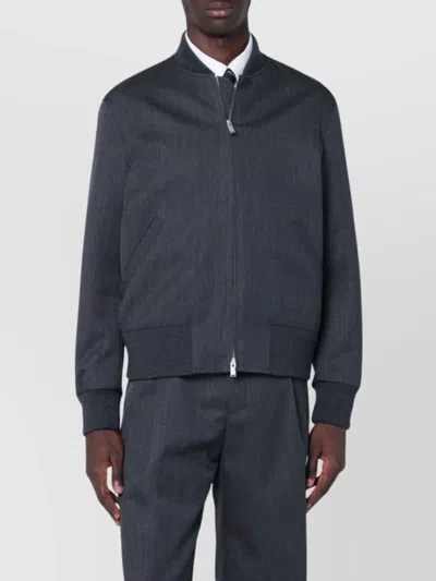 LARDINI WOOL BOMBER WITH ZIP AND COLLAR DETAIL