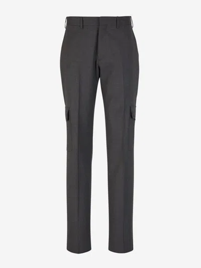 Lardini Wool Cargo Pants In Gray