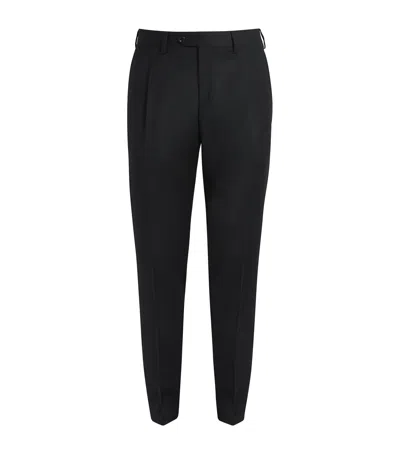 Lardini Wool-cashmere Pleated Trousers In Black
