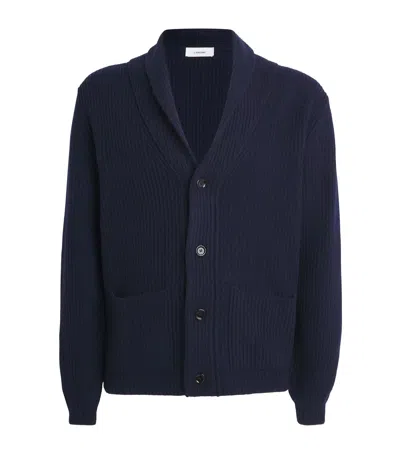 Lardini Wool-cashmere Shawl-collar Cardigan In Blue