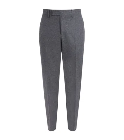 Lardini Wool-cashmere Straight Trousers In Gray