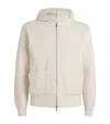 Lardini Crewneck Sweater With Front Pockets And Hood In Metallic