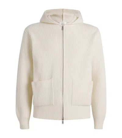 Lardini Wool-cashmere Zip-up Hoodie In Metallic