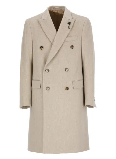 Lardini Wool Coat In Beige