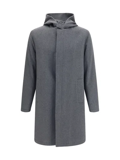 Lardini Hooded Single-breasted Coat In Gray
