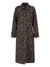 Lardini Multicolor Wool Camouflage Belted Coat In Brown