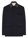 Lardini Wool Jacket With Contrasting Collar In Blue