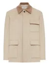 Lardini Wool Jacket With Contrasting Collar In Neutral