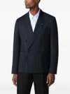Lardini Iconic Double-breasted Virgin Wool Suit Jacket For Men In Blue