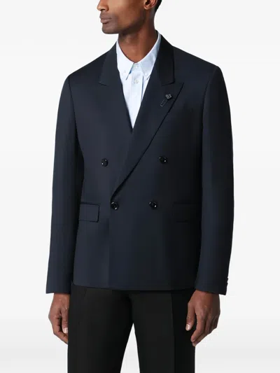Lardini Double Breasted Wool Jacket Button Detailing In Blue
