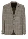 Lardini Red And Beige Checkered Jacket In Brown