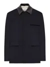 Lardini Wool Jacket With Contrasting Collar In Black
