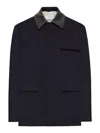 Lardini Wool Jacket With Contrasting Collar In Blue