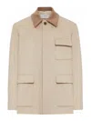Lardini Wool Jacket With Contrasting Collar In Neutral