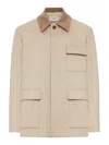Lardini Wool Jacket With Contrasting Collar In Neutral