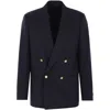 Lardini Navy Blue Double-breasted Wool Jacket