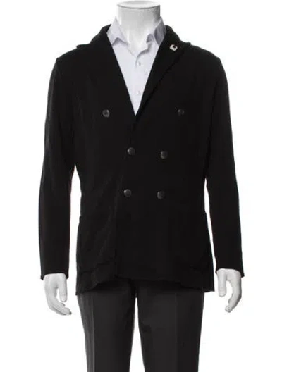 Pre-owned Lardini Wool Peacoat In Black