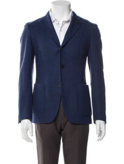 Pre-owned Lardini Wool Peacoat In Blue